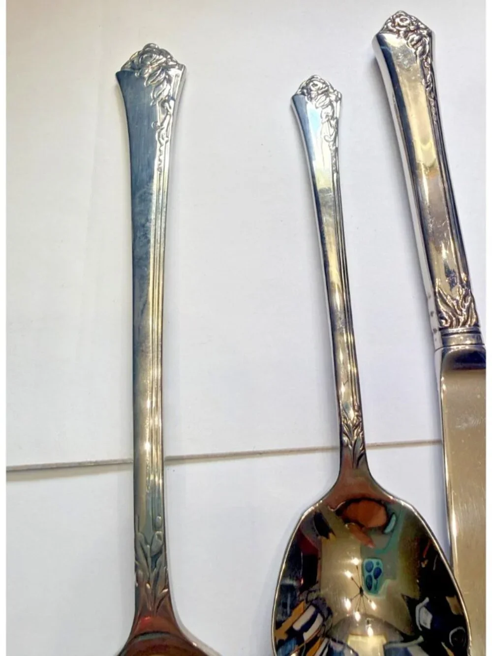 Oneida Cube Damask Rose Stainless Flatware Serving Set‎ Of 6
